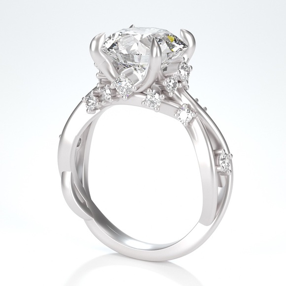 3ct D, VVS1 Moissanite Vine Ring - Picture 7 of 15